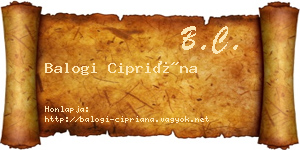 Balogi Cipriána névjegykártya